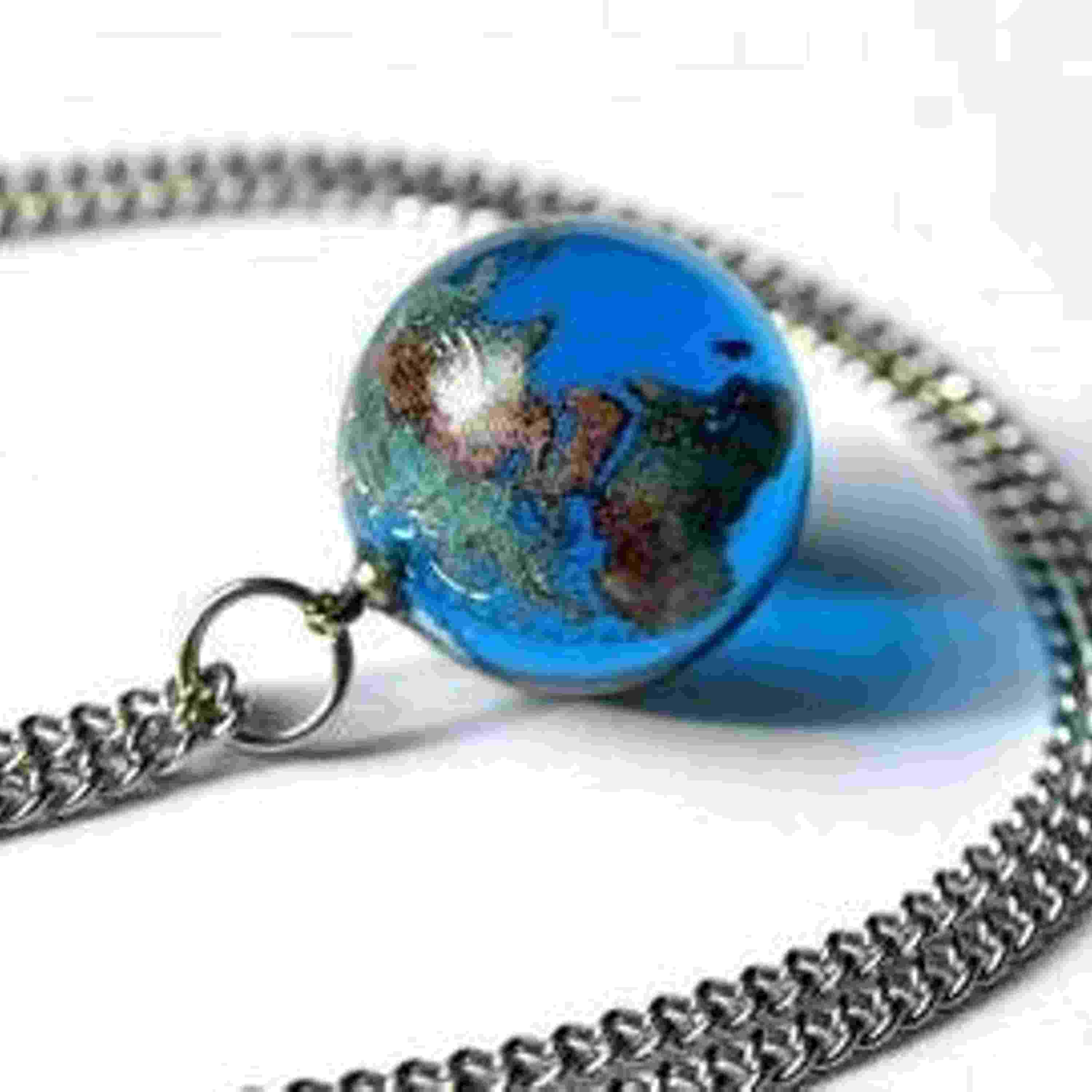1” Natural Earth Necklace On Stainless Steel Chain wrapped