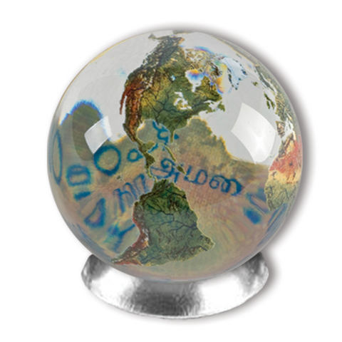 1" Clear Crystal Orbacle - Peace in 20 Languages