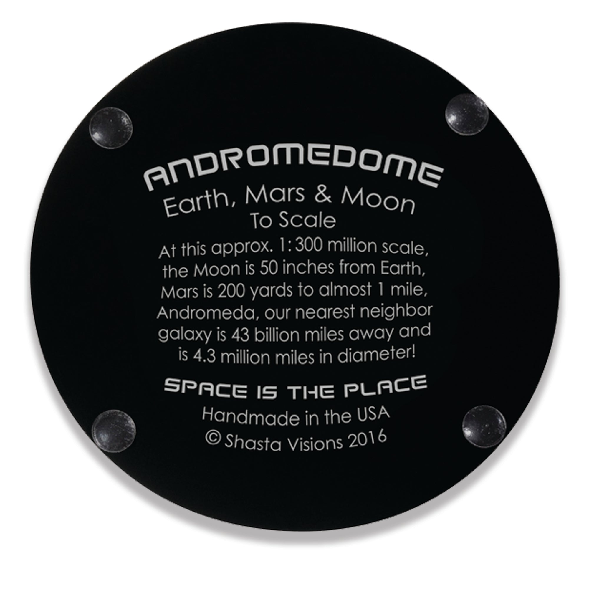 4” Dia. Natural Earth, Mars and Moon To Scale Andromedome