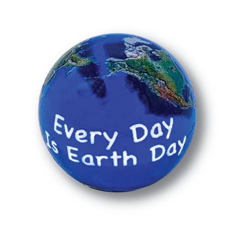 1" Natural Earth Day Marble, 3 In A Pouch
