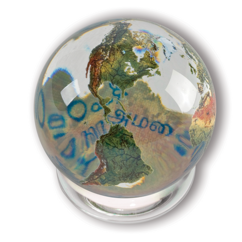 2" Peace Orbacle - Clear Crystal Globe, Peace in 37 Languages Inside
