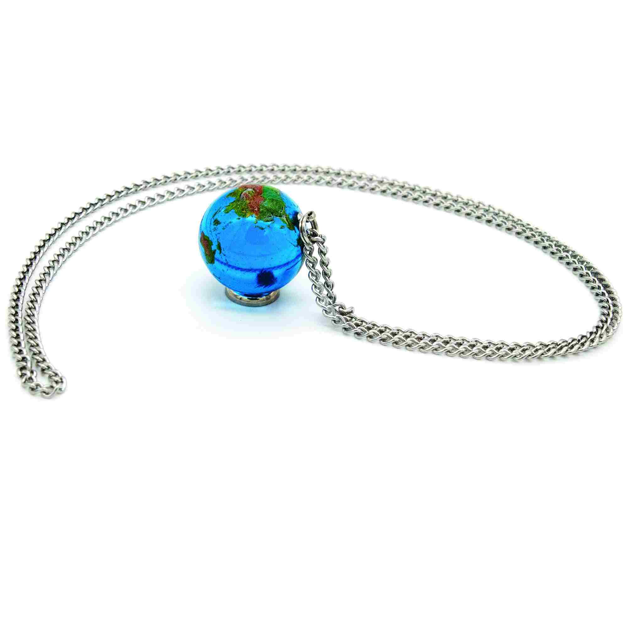 1” Natural Earth Necklace On Stainless Steel Chain full