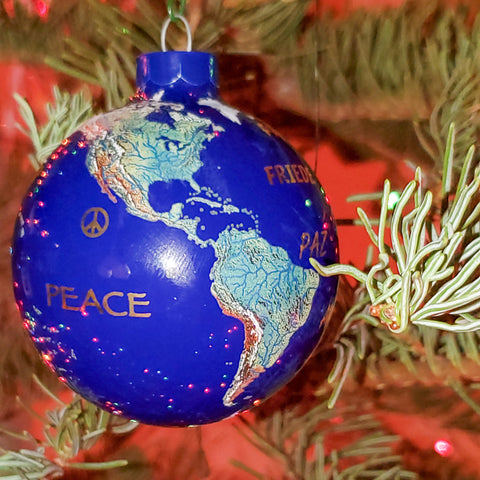 2.5" Golden Peace Earth Ornament - Peace in 12 Languages