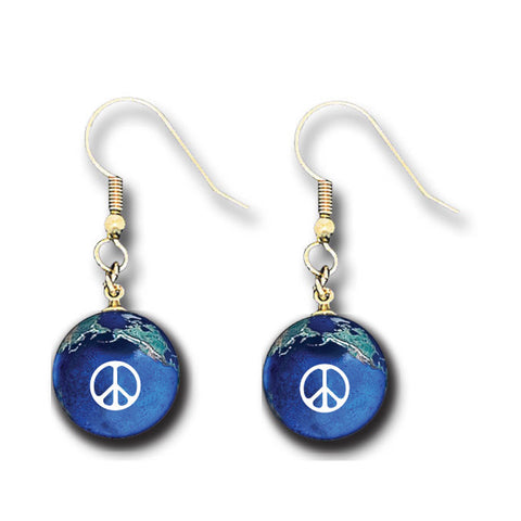 1/2” Peace Sign Natural Earth Earrings