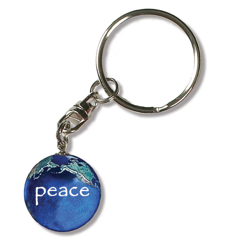 1" Peace On A Natural Earth Keychain