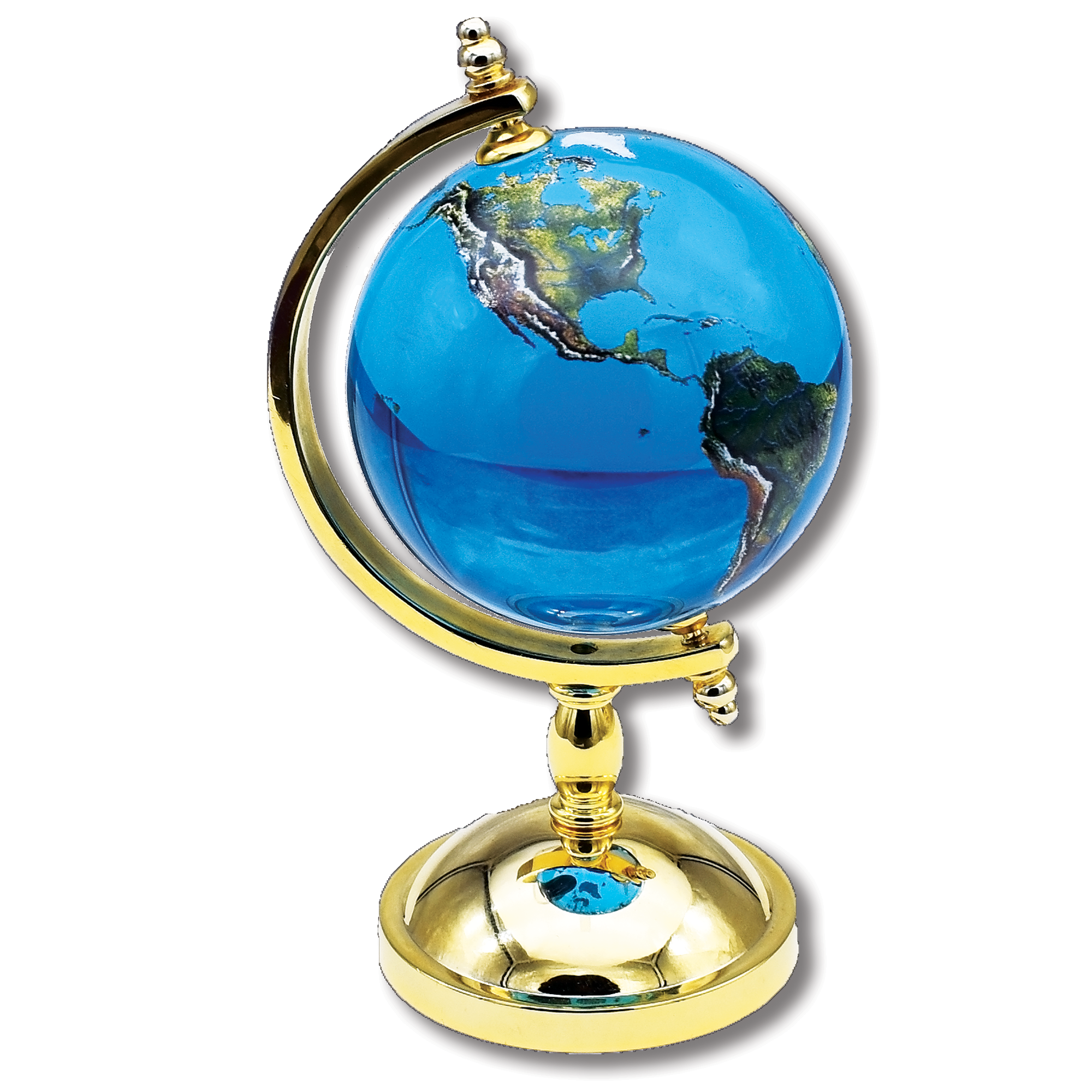 4” Spinning Tabletop Globe with Gold Plated Stand